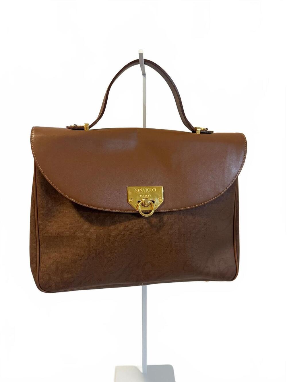Nina Ricci brown leather top handle handbag